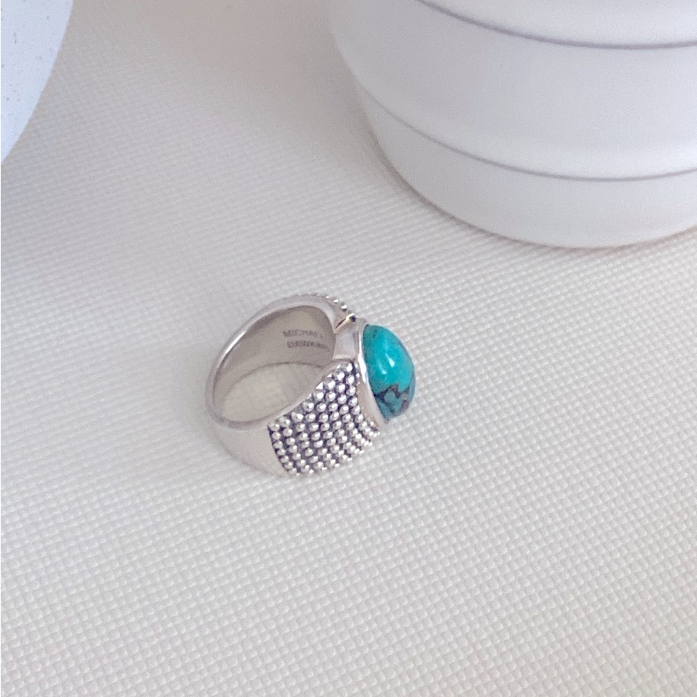 Michael Dawkins Turquoise and Silver Ring - Picture 3 of 8